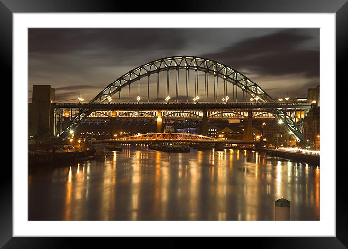 Dusk over the Tyne Framed Mounted Print by Martin Williams