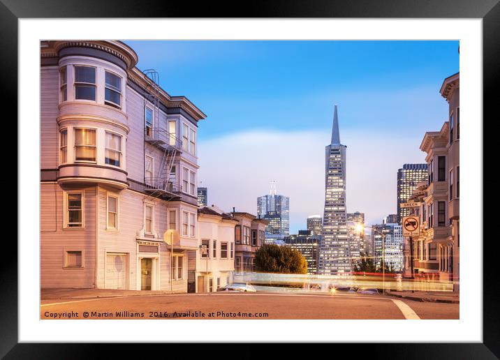 San Francisco Skyline Viewed Along Montgomery Stre Framed Mounted Print by Martin Williams