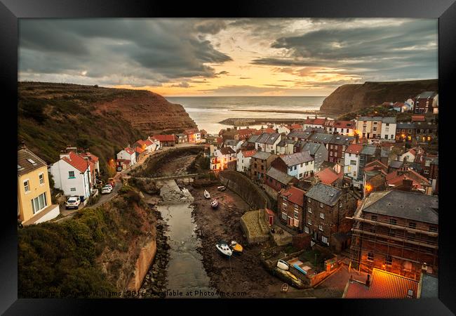 Staithes Dawn Framed Print by Martin Williams