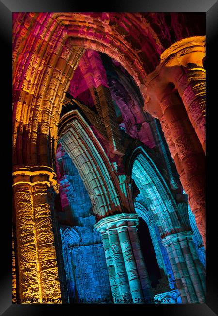 Whitby Abbey Illuminated for Halloween Framed Print by Martin Williams