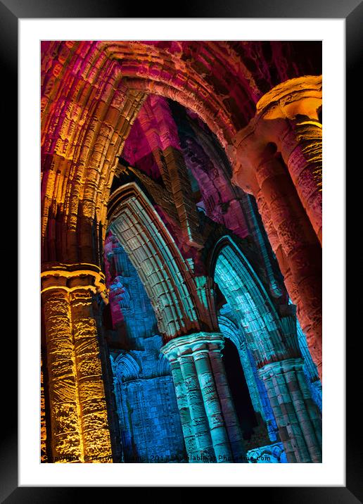Whitby Abbey Illuminated for Halloween Framed Mounted Print by Martin Williams
