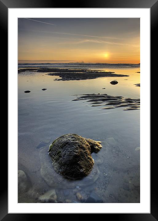 Calm Sea, Cayton Bay. Framed Mounted Print by Martin Williams