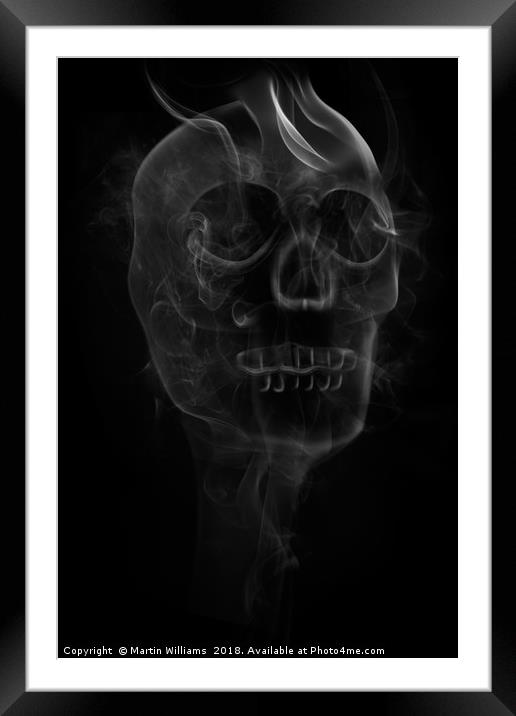 Smoking Skull Framed Mounted Print by Martin Williams