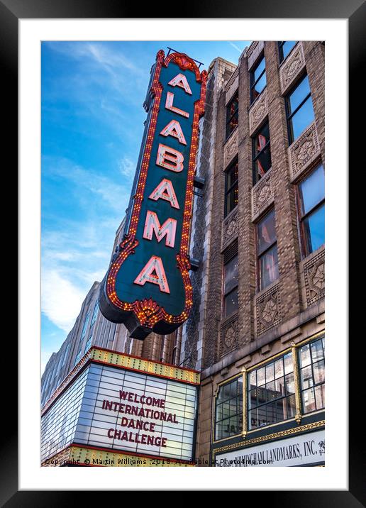 Alabama Theatre, downtown Birmingham Alabama on 3r Framed Mounted Print by Martin Williams