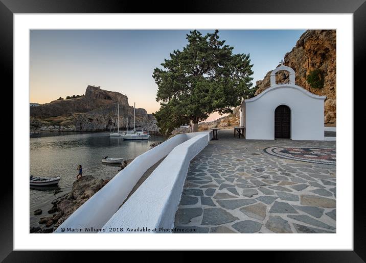 St. Pauls Bay Chapel, Lindos Framed Mounted Print by Martin Williams