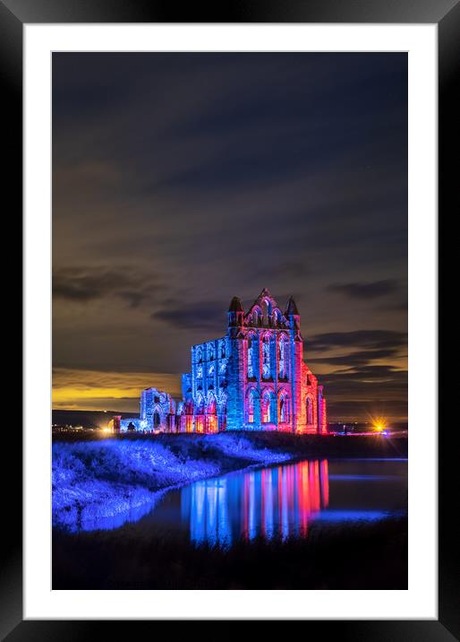 Whitby Abbey Illuminations Framed Mounted Print by Martin Williams