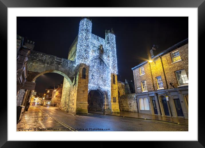 Monk Bar at Christmas, North Yorkshire Framed Mounted Print by Martin Williams