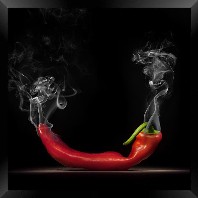 Smoking Red hot Chilli Framed Print by Martin Williams