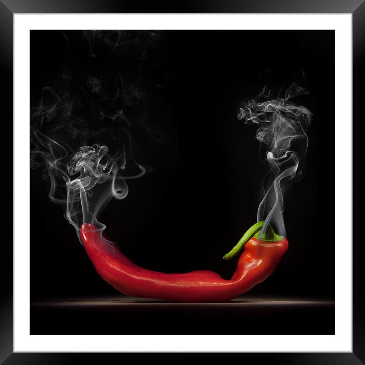 Smoking Red hot Chilli Framed Mounted Print by Martin Williams