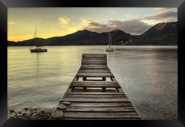 Lake Maggiore jetty, Italy Framed Print by Martin Williams