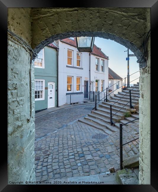 View from alleyway at the base of 199 steps, Whitb Framed Print by Martin Williams
