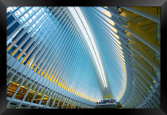 The interior of the Oculus, New York with saturated colours Framed Print by Martin Williams