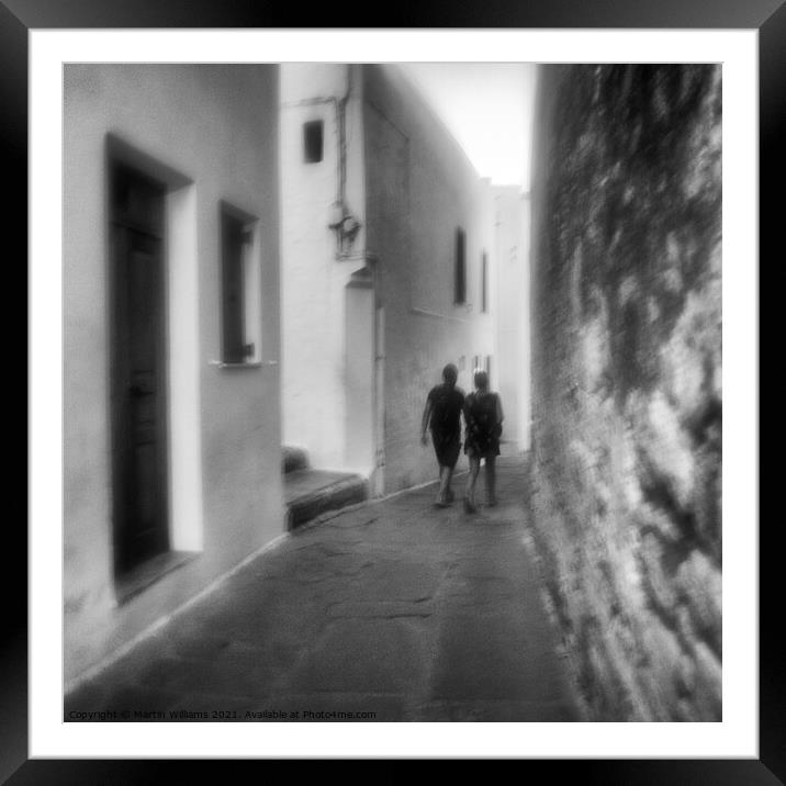 Evening Stroll - Lindos Framed Mounted Print by Martin Williams