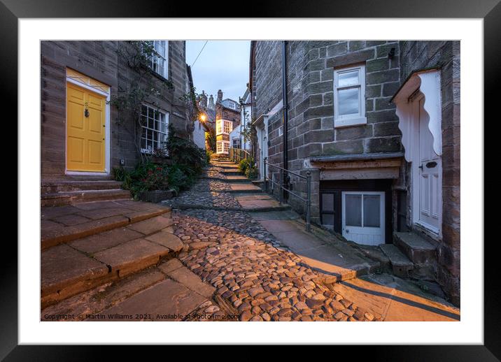 Robin Hood's Bay alleyways, the openings Framed Mounted Print by Martin Williams
