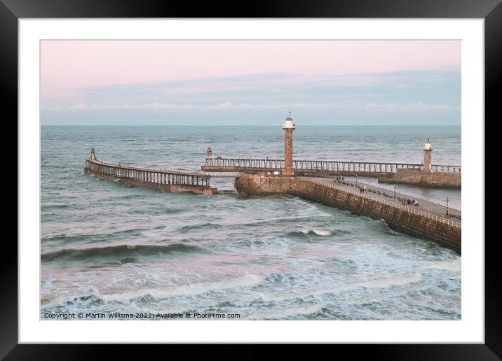 Whitby piers viewed from West Cliff Framed Mounted Print by Martin Williams