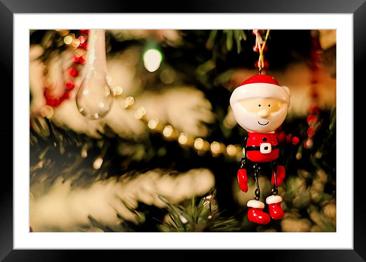 Santa Christmas Tree Framed Mounted Print by Paul Black