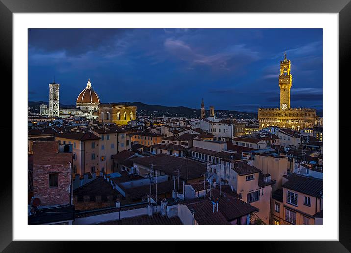 Florence Night Time Framed Mounted Print by mhfore Photography
