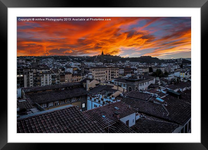 Fire Over Firenze (Florence) Framed Mounted Print by mhfore Photography
