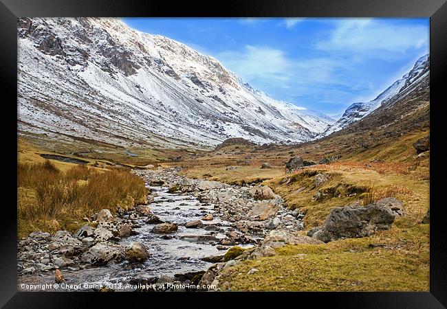 Honister Pass in Winter Framed Print by Cheryl Quine