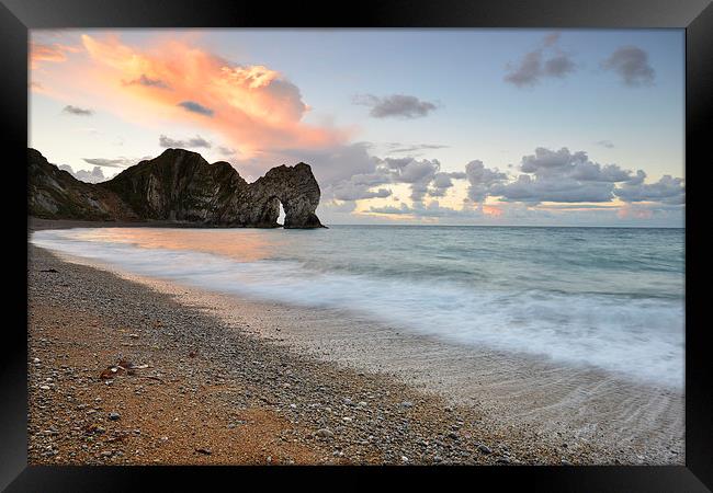 Durdle sunrise Framed Print by Andrew Bannister