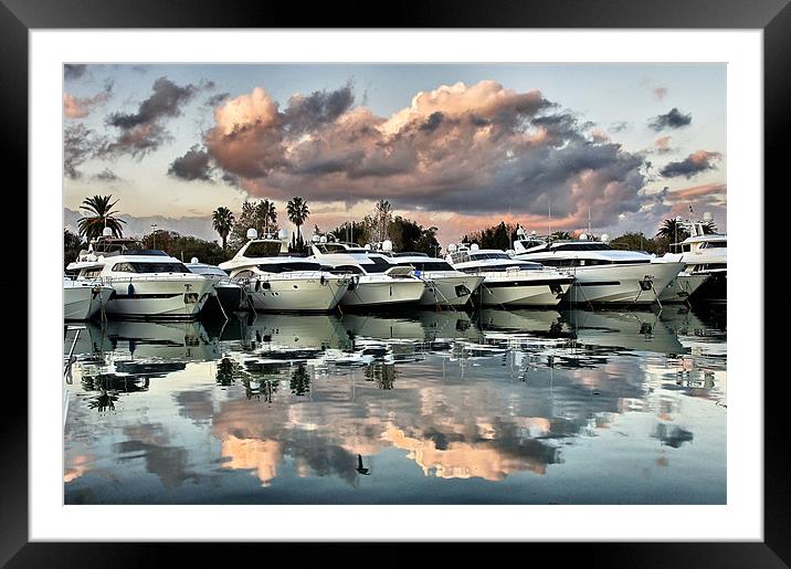 ANTIBES FRANCE PORT AT SUNSET Framed Mounted Print by Donatella Piccone