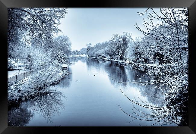 Frozen Canal, Kintbury, Berkshire, England, UK Framed Print by Mark Llewellyn