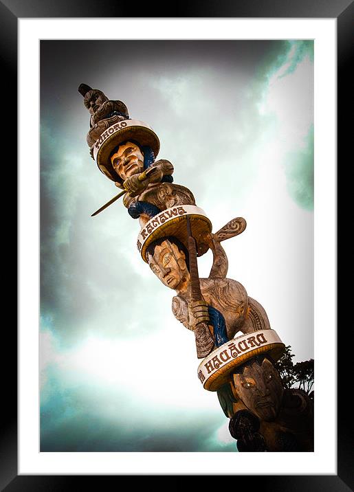 Maori Totem Pole Framed Mounted Print by Mark Llewellyn