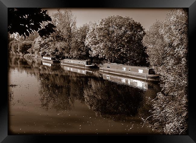 Moored Canal Boats, Kintbury, Berkshire, England,  Framed Print by Mark Llewellyn