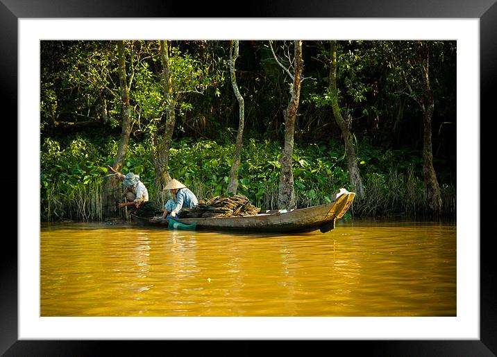 Mekong River Fishing Framed Mounted Print by Mark Llewellyn