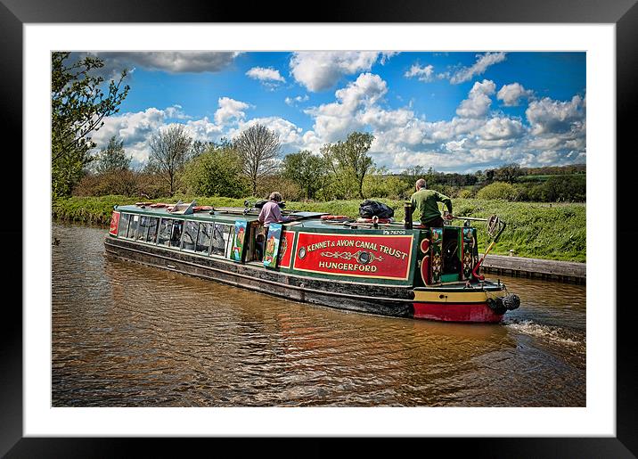 Canal Boat Framed Mounted Print by Mark Llewellyn