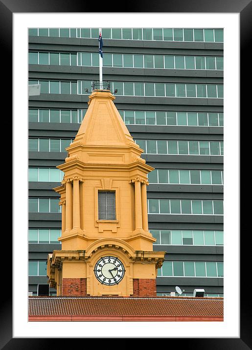 Ferry Building Clock, Auckland, New Zealand Framed Mounted Print by Mark Llewellyn