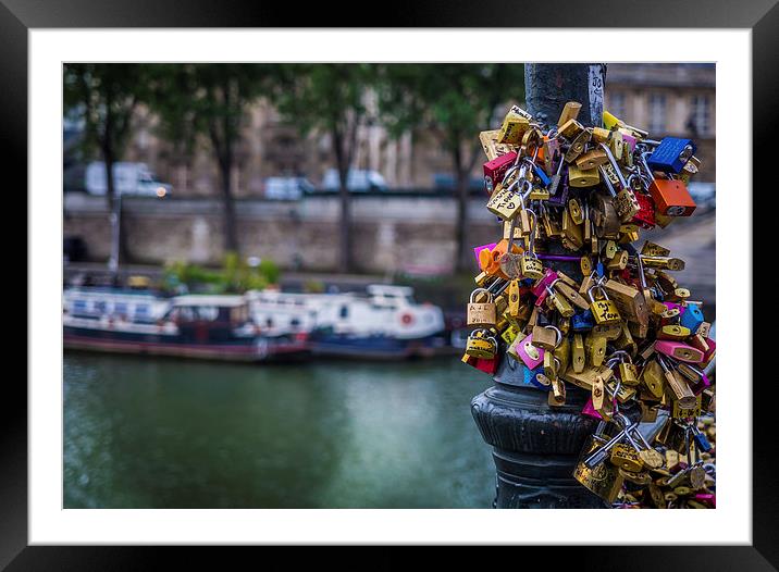 Lovers Locks, Pont des Arts, Paris, France Framed Mounted Print by Mark Llewellyn