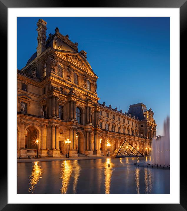 Louvre Sunset, Paris, France Framed Mounted Print by Mark Llewellyn