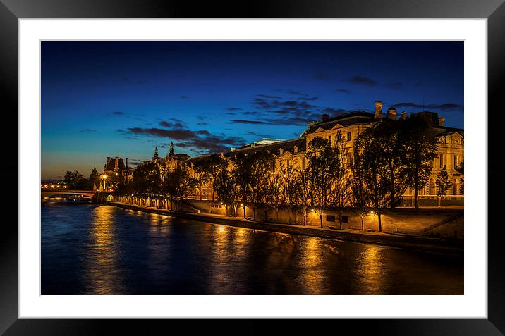River Seine Sunset, Paris, France Framed Mounted Print by Mark Llewellyn