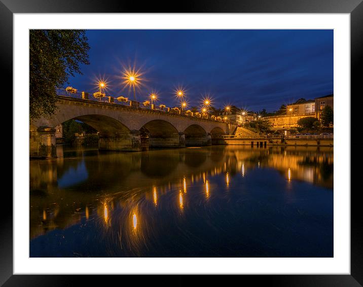 Cognac Bridge by Night, Cognac, France Framed Mounted Print by Mark Llewellyn