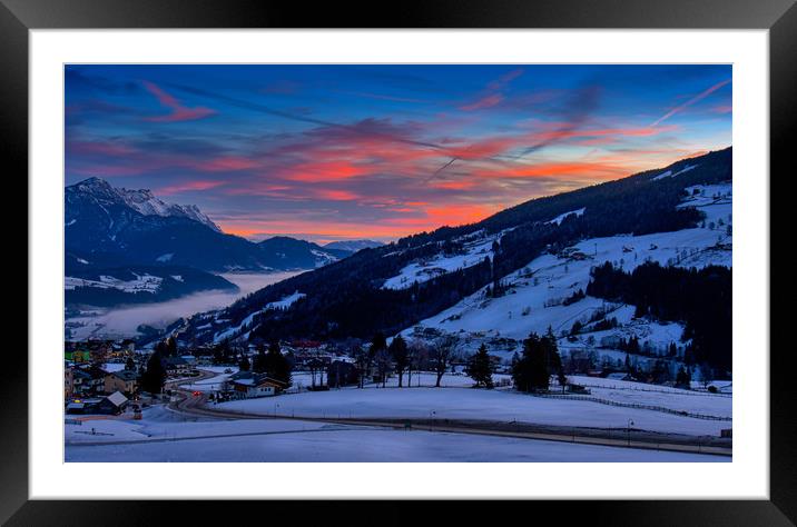 Austrian Dawn, Rohrmoos, Austria Framed Mounted Print by Mark Llewellyn