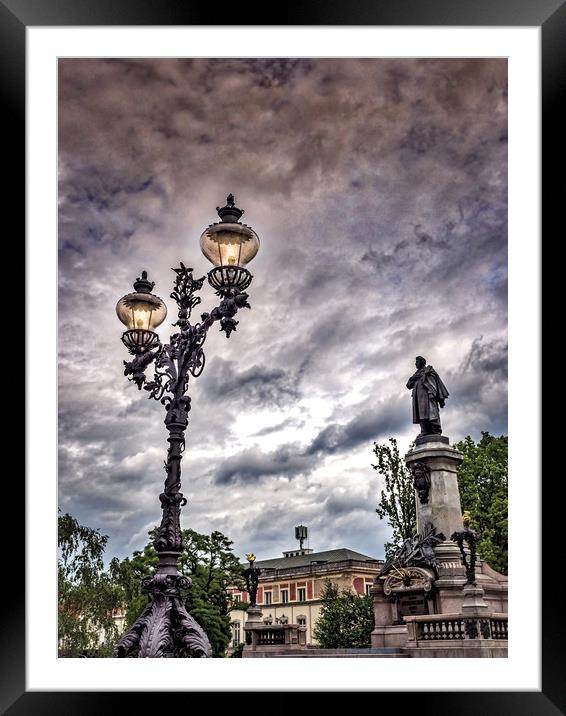 Old Town Street Light, Warsaw, Poland Framed Mounted Print by Mark Llewellyn