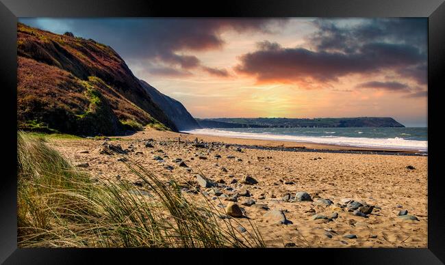 Penbryn Beach Sunset, Ceredigion, Wales, UK Framed Print by Mark Llewellyn