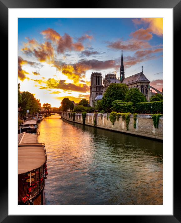 Notre Dame Evening, Paris, France Framed Mounted Print by Mark Llewellyn