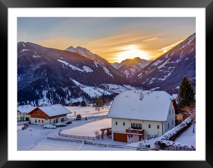Snowy Valley Dawn, Rohrmoos, Austria Framed Mounted Print by Mark Llewellyn