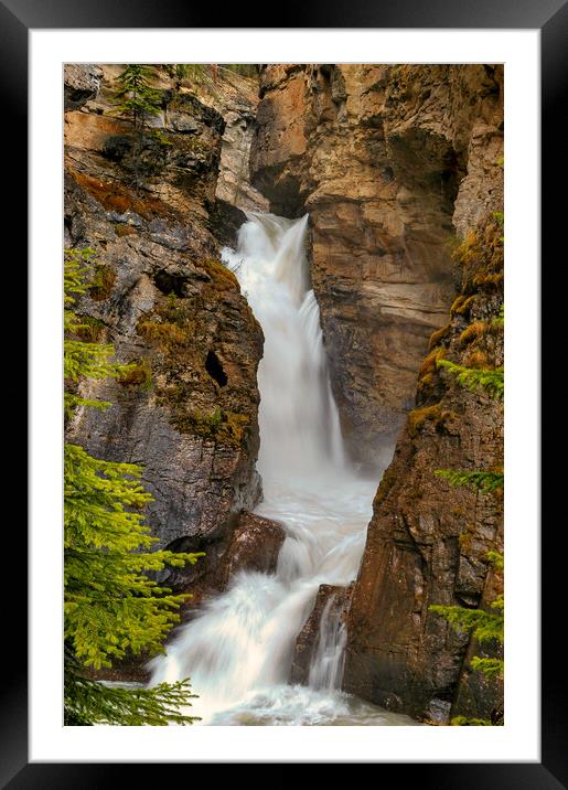 Alberta Waterfall, Canada Framed Mounted Print by Mark Llewellyn