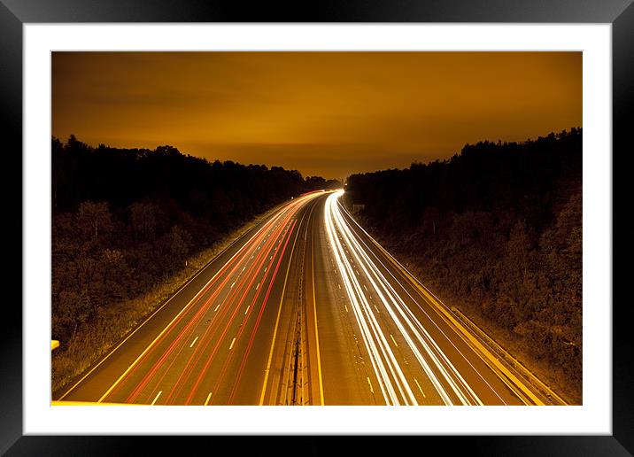 Motorway Light Trails Framed Mounted Print by Simon West