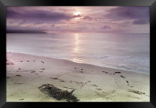 Saundersfoot Beach Sunrise Framed Print by Simon West