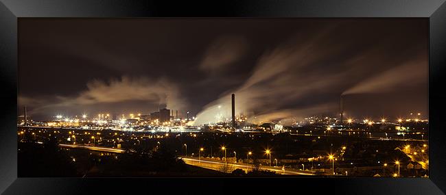 Port Talbot Night Skyline Framed Print by Simon West