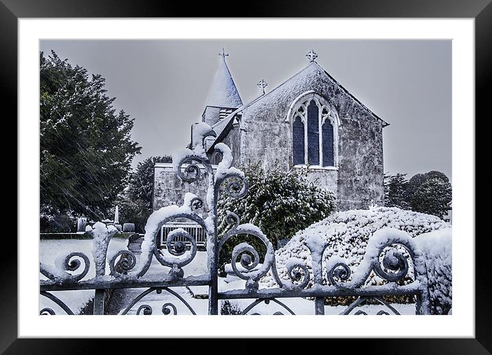 Snowy Church Framed Mounted Print by Simon West