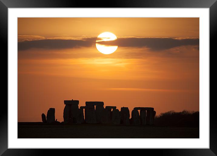 Stonehenge Sunset Framed Mounted Print by Simon West