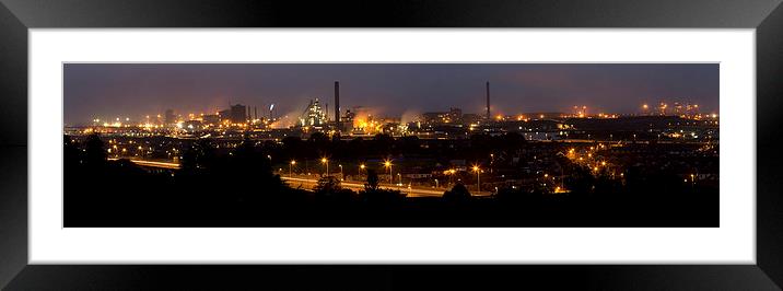 Port Talbot Twilight Panoramic Skyline Framed Mounted Print by Simon West