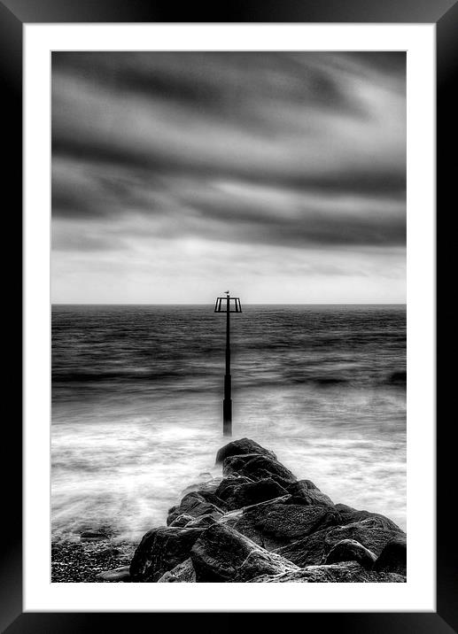 Amroth Beach Black and White Framed Mounted Print by Simon West