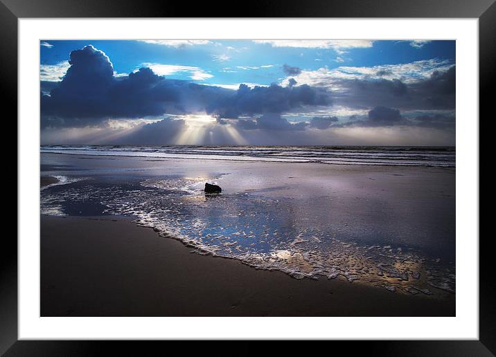 Amroth beach sunrise Framed Mounted Print by Simon West