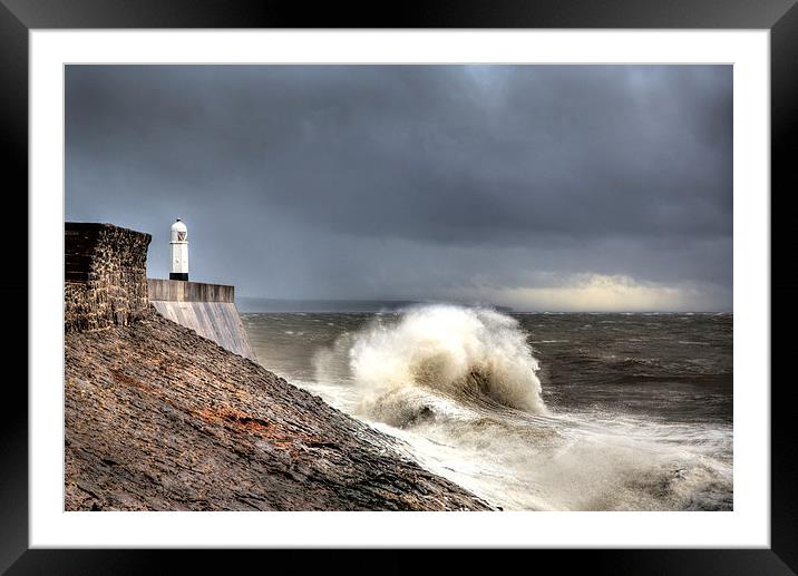 Porthcawl Point Storm Framed Mounted Print by Simon West